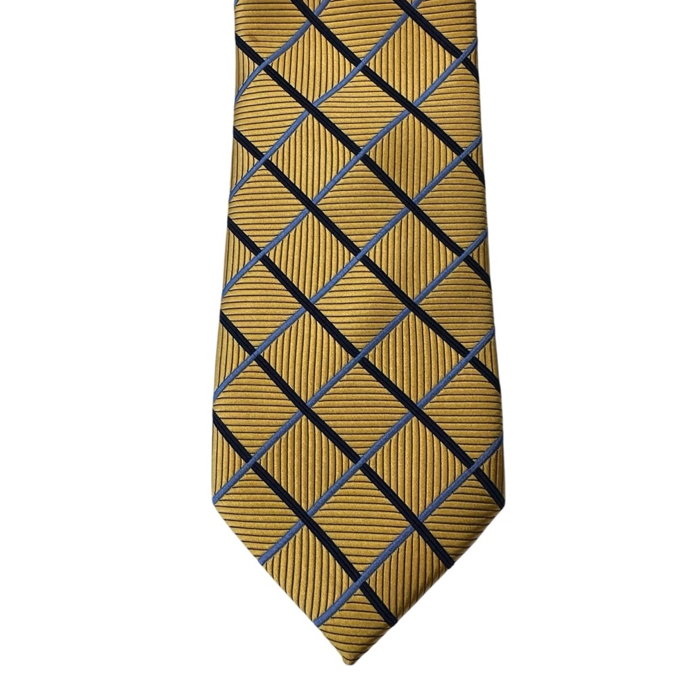 Jos. A. Bank tie, traveler stain resistant, 100% silk, gold and blue